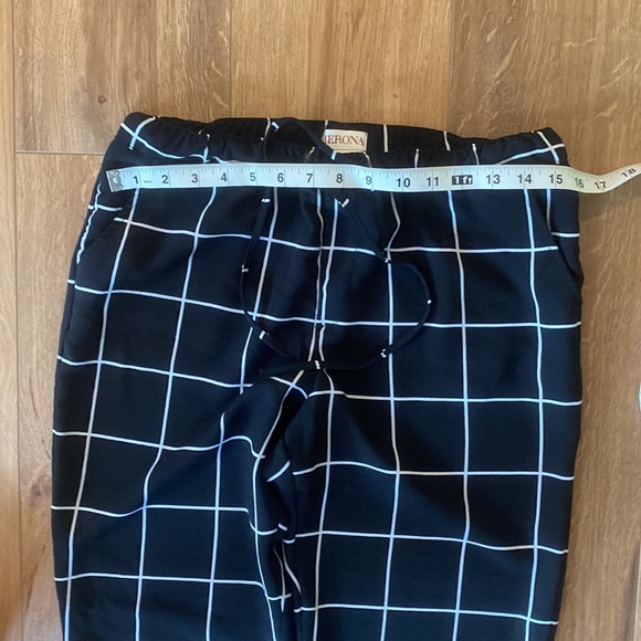 Merona black windowpane joggers pull on with pockets and drawstring small - Picture 5 of 8